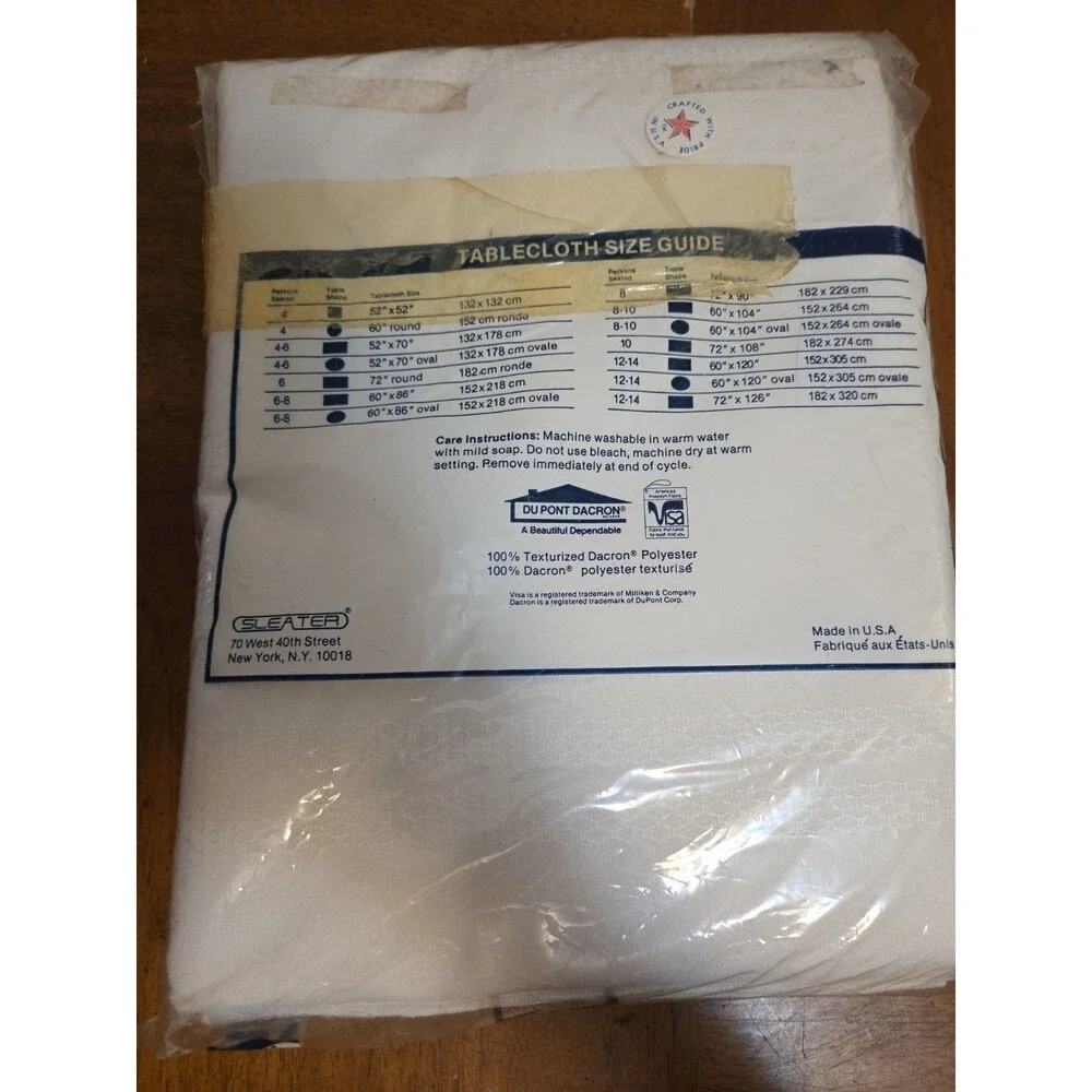 Savoy Textured Tablecloth 70”x126” Rectangle Polyester Easy Care Vintage New
